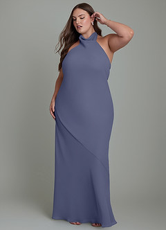 Azazie Velli Bridesmaid Dresses Stormy Mermaid High Neck Chiffon Dress image11