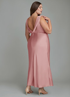 Azazie Kieryn Bridesmaid Dresses Dusty Rose Mermaid Pleated Stretch Satin Dress image7
