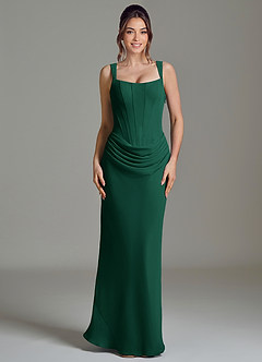 Azazie Niamh Bridesmaid Dresses Emerald Mermaid Corset Chiffon Dress image3