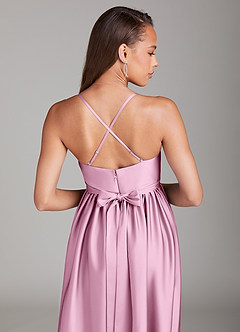 Azazie Llana Maternity Bridesmaid Dresses A-Line Stretch Satin Floor-Length Dress with Pockets image4