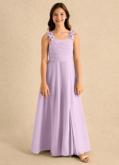 Azazie Masie Girls Formal Flower Girl Dresses Frosted Lilac A-Line Pleated Chiffon Dress image5