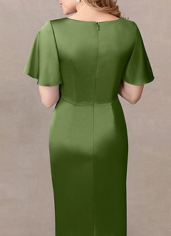 Azazie Everlyn Mère de la mariée Robes Robe Fourreau en Satin extensible Plissée Genévrier image5
