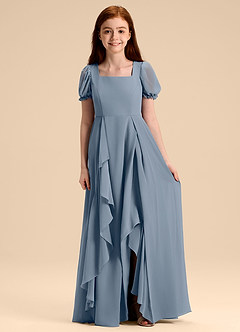 Azazie Priya Junior Robe Trapèze en Mousseline de soie Blouson Violet Crépusculaire image1