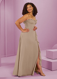 Barbie ♥ Azazie Bridesmaid Dresses Taupe A-Line Sweetheart Neckline Chiffon Dress image12