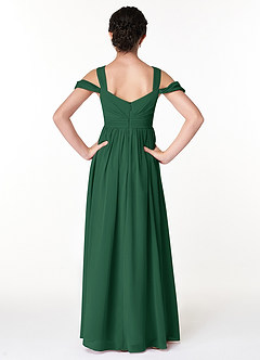 Azazie Lianne Junior Jurk van Chiffon met A-Lijn Off the Shoulder Donkergroen image2