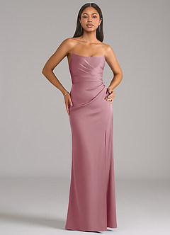 Azazie Marla Bridesmaid Dresses Vintage Mauve Sheath Strapless Stretch Satin Convertible Dress image1