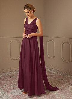 Azazie Joules Mother of the Bride Dresses Cabernet A-Line Sequins Chiffon Dress image1