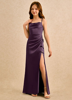 Azazie Bundt Girls Formal Flower Girl Klänningar Klä A-Line i Stretch Satin Plisserad image4