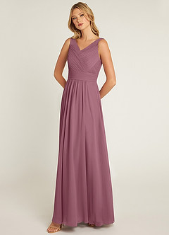 Azazie Pierrette Bridesmaid Dresses Vintage Mauve A-Line Pleated Chiffon Dress image3