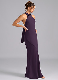 Azazie Velli Bridesmaid Dresses Plum Mermaid Bow Chiffon Dress image4