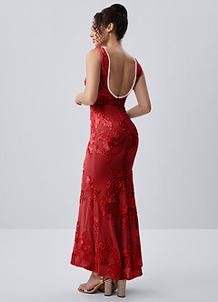 Juliette Rosso Abito a sirena con pizzo e perline image6