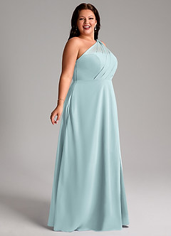 Azazie Phaedra Bridesmaid Dresses Mist A-Line One Shoulder Chiffon Dress image11