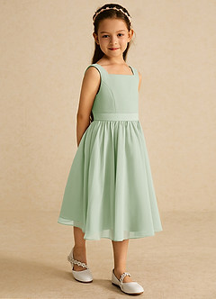 Azazie Ari Flower Girl Dresses Dusty Sage A-Line Sleeveless Chiffon Dress image5