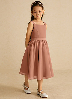 Azazie Ari Flower Girl Dresses Bronzer A-Line Sleeveless Chiffon Dress image5