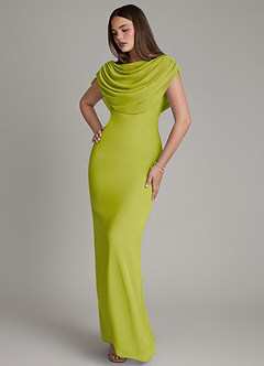 Azazie Hadley Bridesmaid Dresses Lemongrass Mermaid Pleated Chiffon Dress image8
