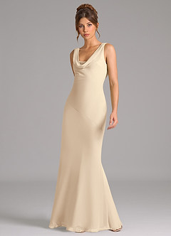 Azazie Rylina Bridesmaid Dresses Champagne Mermaid Pleated Chiffon Dress image5