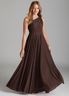 Azazie Charlize Junior Vestido de Ganache de Malla de Corte en A image3