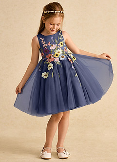 Azazie Prima Flower Girl Dresses Stormy A-Line Bow Tulle Dress image3