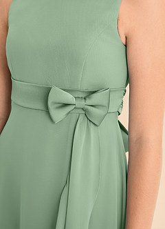 Azazie Lilenne Junior Matcha A-Line Bow Chiffon Dress image6