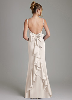 Azazie Zherra Vestidos de damas de honor Vestido Alabastro Blanco de Satén Elástico de Corte Sirena con Lazo image5