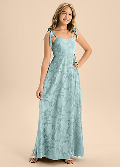 Azazie Rosey Junior Mist A-Line Sweetheart Neckline Floral Burnout Dress image7