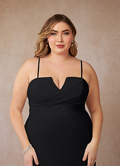 Azazie Mari Wedding Dresses Black Diamond White Mermaid V-Neck Stretch Crepe Dress image15