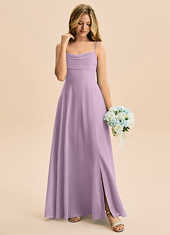 Azazie Bear Junior Jurk van Chiffon met A-Lijn Geplooid Blauweregen image3