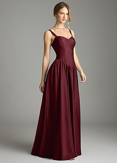 Azazie Evadina Suknie dla druhen Linia A Gorset Satyna elastyczna Do ziemi Sukienka image4