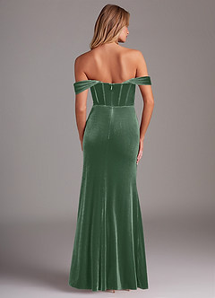 Azazie Jas Jurken voor bruidsmeisjes Converteerbaar Jurk van flueel met Kolom Off-the-shoulder korset Eucalyptus image2