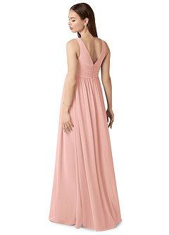 Azazie Yetta Maternity Bridesmaid Dresses A-Line V-Neck Gathered Chiffon Floor-Length Dress image5