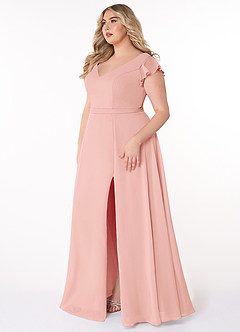 Azazie Claudine Robes de demoiselle d'honneur Robe Trapèze en Mousseline de soie Manche volante Rosette image9