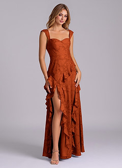 Azazie Sloane Bridesmaid Dresses Paprika A-Line Sweetheart Neckline Floral Burnout Dress image6