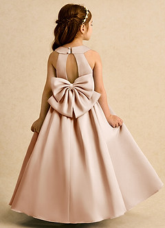Azazie Daisies Flower Girl Dresses English Rose Ball-Gown Bow Matte Satin Dress image7