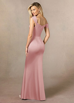 Azazie Laramie Mère de la mariée Robes Robe Sirène en Satin extensible Plissée Rose Poudré image3
