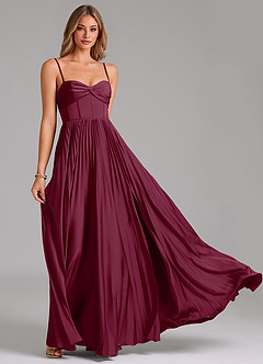 Azazie Akiko Bridesmaid Dresses Mulberry A-Line Sweetheart Neckline Stretch Satin Dress image5