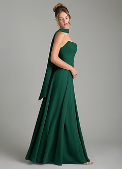 Azazie Gabriela Bridesmaid Dresses Emerald A-Line Corset Chiffon Dress image3