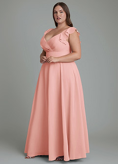 Azazie Leilani Bridesmaid Dresses Rosette A-Line Pleated Chiffon Dress image9