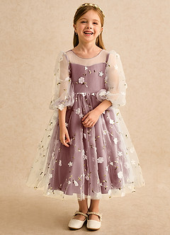 Azazie Elowen Flower Girl Dresses Amethyst A-Line Sweetheart Neckline Lace Dress image5