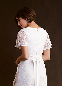 Azazie Lanei Wedding Dresses A-Line V-Neck Lace Floor-Length Dress image8