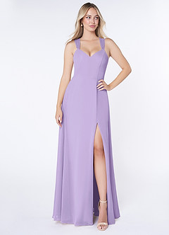 Azazie Jane Bridesmaid Dresses Lilac A-Line V-Neck Pleated Chiffon Dress image1