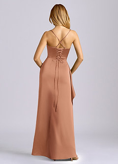 Azazie Sarai Bridesmaid Dresses Bronzer Sheath Corset Stretch Satin Dress image5