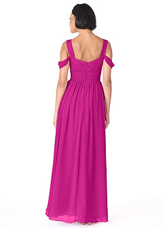 Azazie Lianne Bridesmaid Dresses Fuchsia A-Line Off the Shoulder Chiffon Dress image7