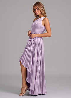Azazie Lyrica Robes de demoiselle d'honneur Robe Trapèze en Satin extensible Une épaule Frostiges Flieder image5