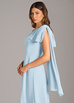 Azazie Tella Jurken voor bruidsmeisjes Jurk van Chiffon met A-Lijn One-Shoulder Hemelsblauw image8