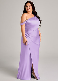 Azazie Madelyn Bridesmaid Dresses Lilac Mermaid One Shoulder Stretch Satin Convertible Dress image12