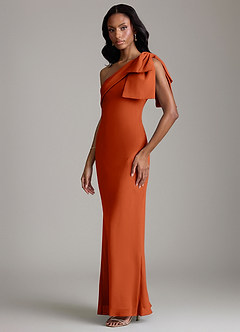 Azazie Yuanna Bridesmaid Dresses Burnt Orange Mermaid One Shoulder Chiffon Dress image5