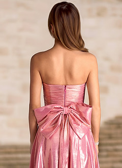 Regina Cuarzo Rosa Vestido de fiesta con lazo en la espalda metalizado y corte A image5