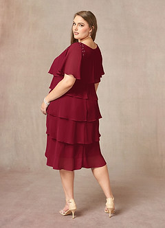 Azazie Rita Mother of the Bride Dresses Burgundy A-Line Scoop Beaded Chiffon Dress image9