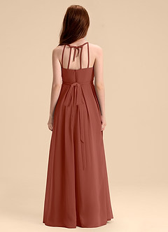 Azazie Arianthe Junior Abito A-Line in Chiffon Plissettato Auburn image5