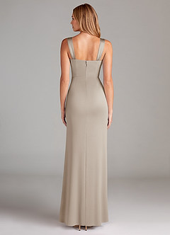 Azazie Denice Bridesmaid Dresses Frost A-Line Pleated Stretch Satin Dress image2